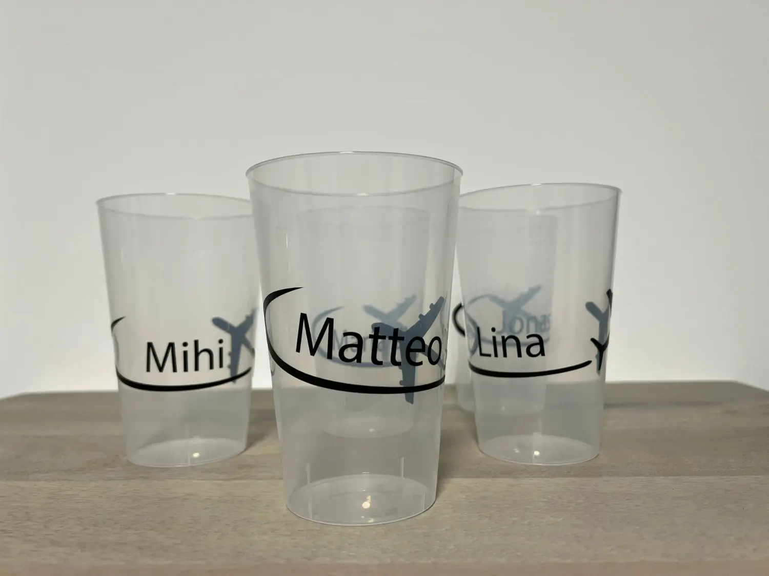 Werbemittel Weil - Namen auf Glas gedruckt